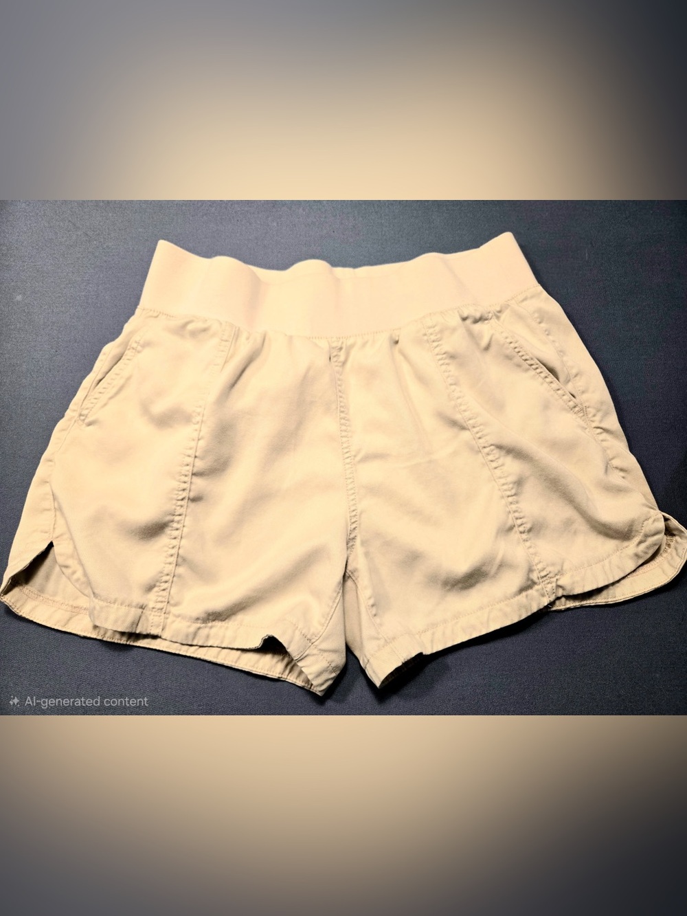 Women's Neutral Cream Athletic Shorts with Wide Elastic Waistband